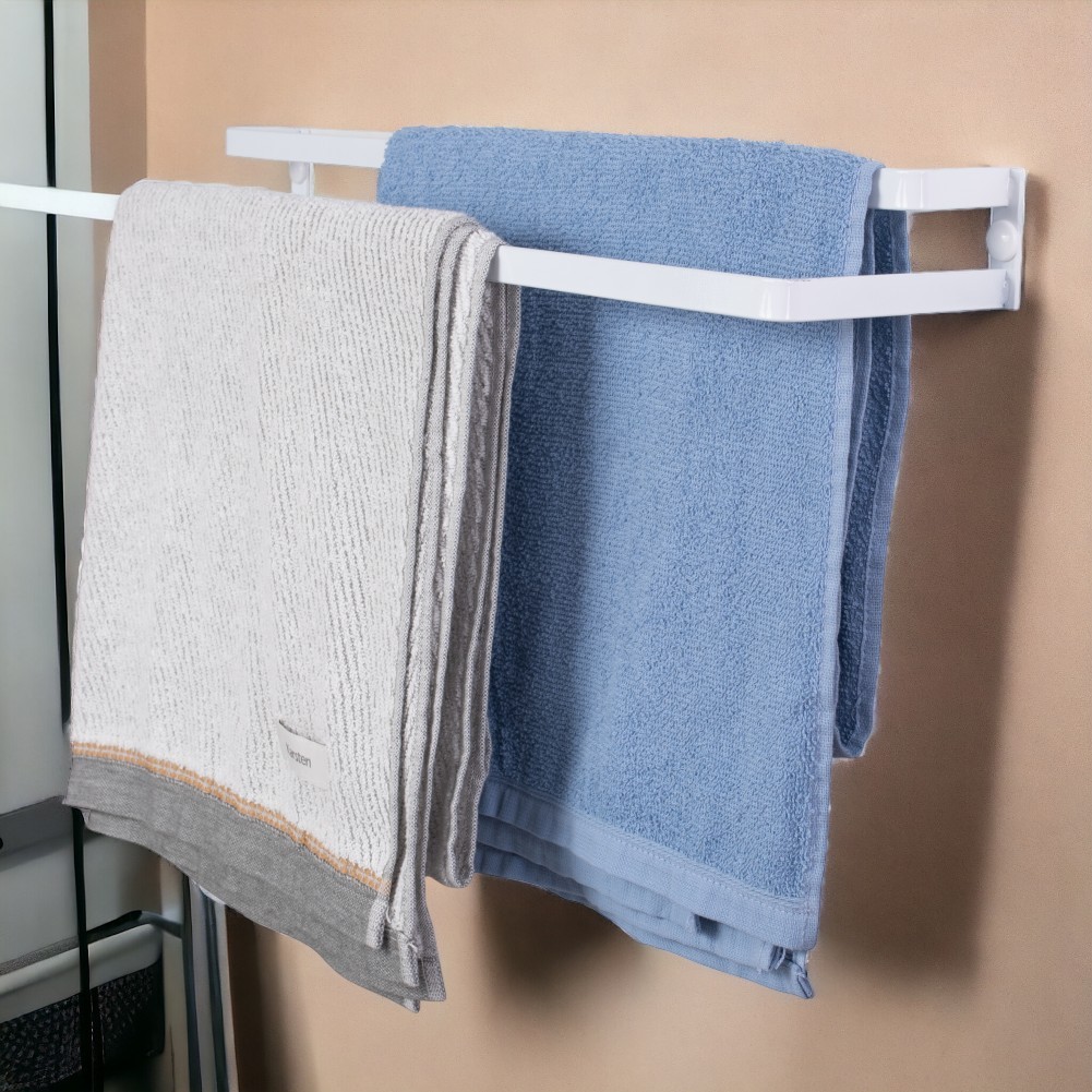 Porta Toalhas Toalheiro Duplo Parede Branco Brilho 45cm