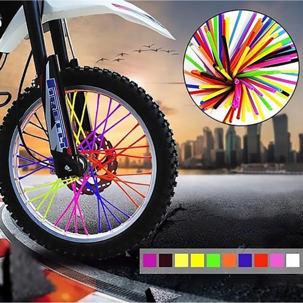 Capa de Raios Protetora Bike Moto Bicicleta Cadeira De Rodas Canudo Cores- 76 PÇS