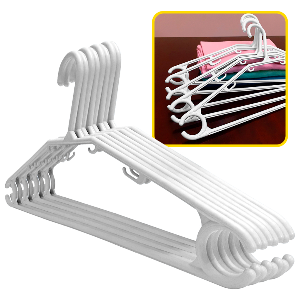 Cabides Branco Plástico Reforçados E Antideslizantes Para Adultos Com Fragrância Calças E Roup