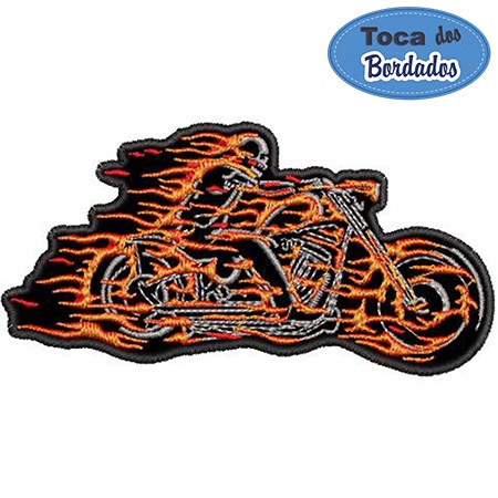 Patch Bordado Motoqueiro fantasma 6x12 cm Cód.1216