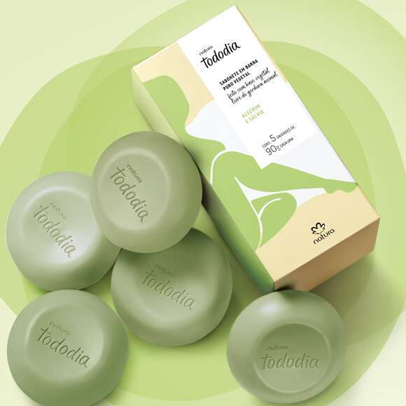 Caixa de Sabonetes Natura Tododia em Barra Puro Vegetal Caixa Com 5 Unidades Banho Limpeza