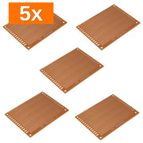 Kit 5x Placa Fenolite 7x9 Perfurado Lado Unico  arduino esp Projetos Eletronicos Pcb Pci