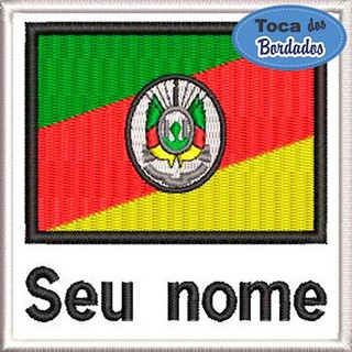 Patch Bordado Bandeira RS com Seu nome 9x9 cm Cód.4089 rio grande do sul