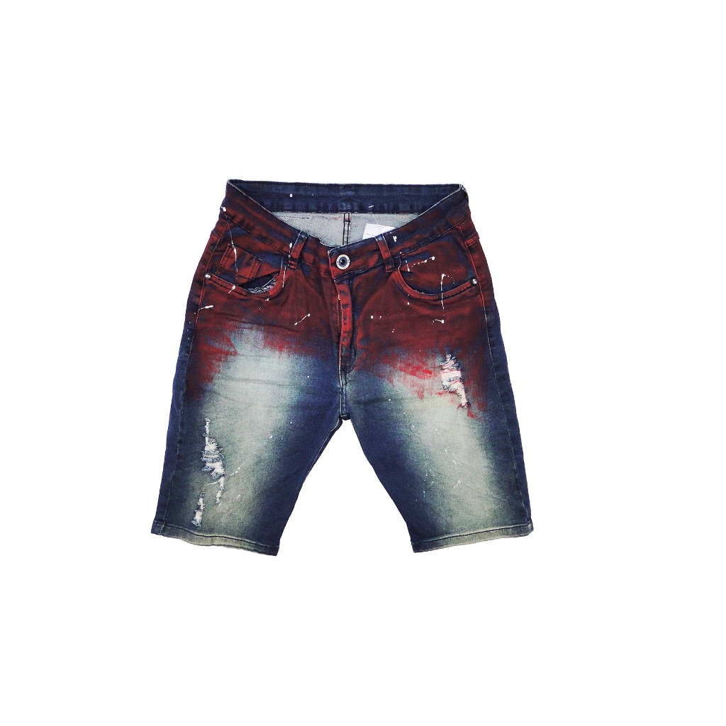 Bermuda Jeans Premium Super Skinny com elastano - Destroyed - Rasgadinha - Tintura Artesanal - City Denim