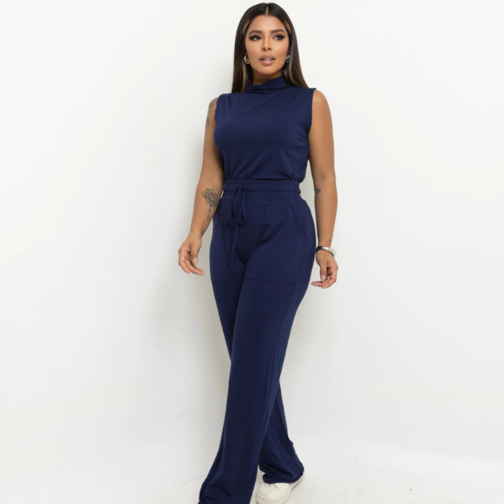 Conjunto Feminino Moletinho Premium Calça Pantalona Modinha Confortável