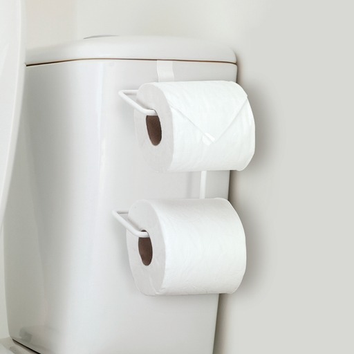 Suporte Porta Papel Higiênico Duplo Aramado Para Caixa Acoplada Cromado Aço Preto e Branco  Arthi,