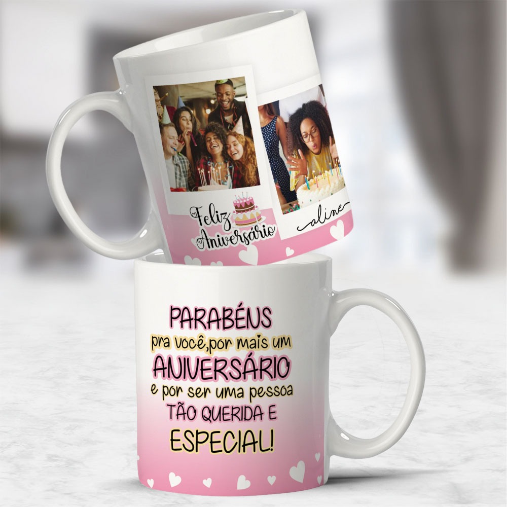 Caneca de Aniversário Feminina Com Fotos- Caneca De porcelana para Aniversário