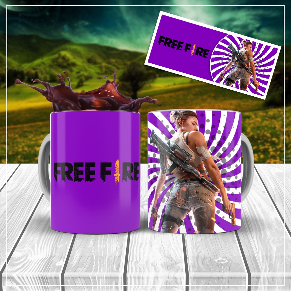 Caneca de Plástico Polímero Ou Porcelana No Tema Free Fire- Nula-Wukong-Kelly-Palhaço Noturno-Miguel-Rafael-Misha-Coelhão-Hayato-Moco
