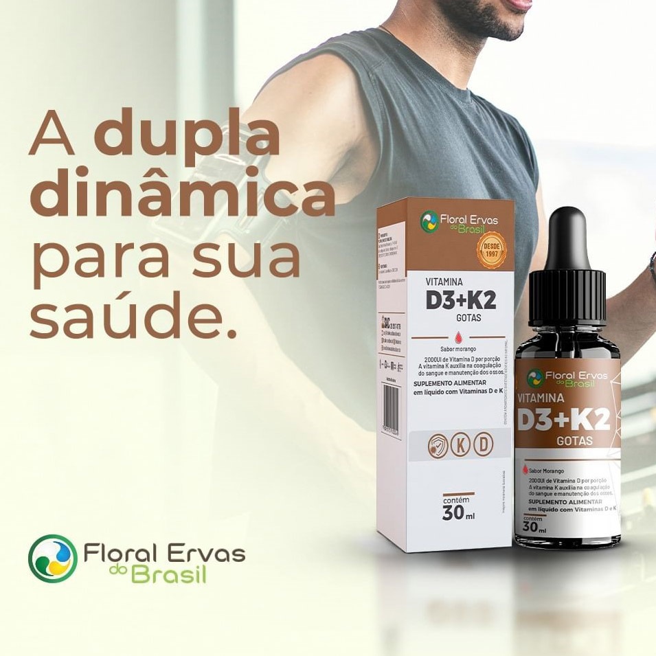 Vitamina D3 K2 em Gotas 30ml Rende 600 doses Veículo Oleoso - Floral Ervas