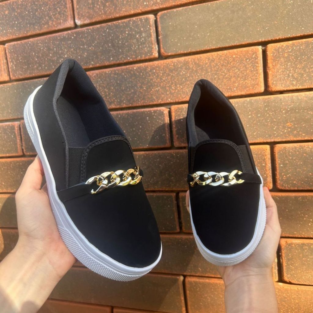 Tênis Meia Feminino Slip On De Corrente Ultra Confortável Macio