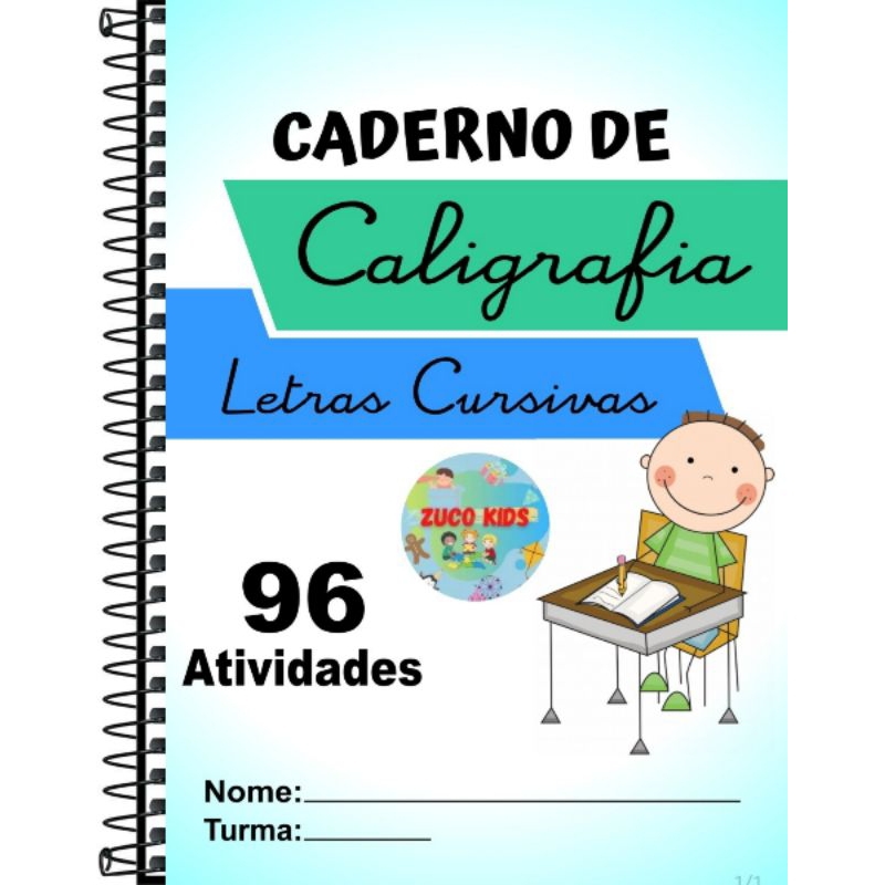 Caderno De Caligrafia infantil 96 Atividades Letras Cursivas