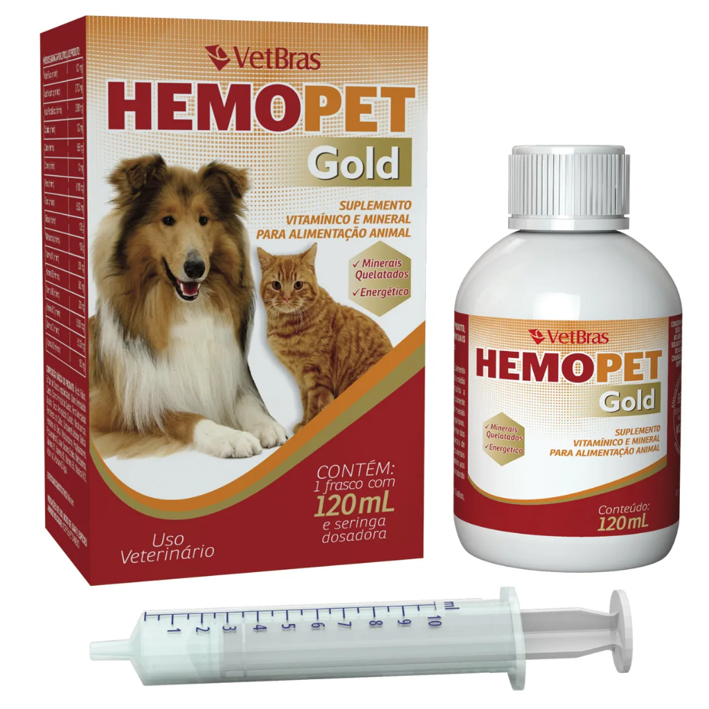 Suplemento Vitamínico Hemopet Gold 120ml Energético Vetbras