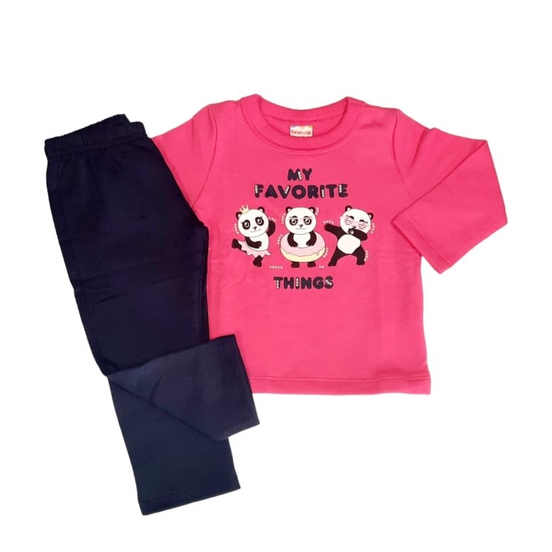 Conjunto de Moletom bebê Flanelado Brandili Tam. 1 menina