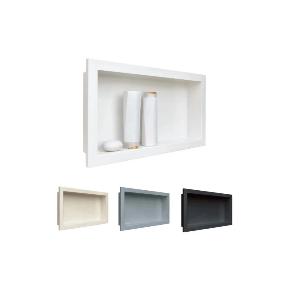 Nicho Organizador Para Banheiro E Cozinha Parede Porta Shampoo Embutir 33x63cm
