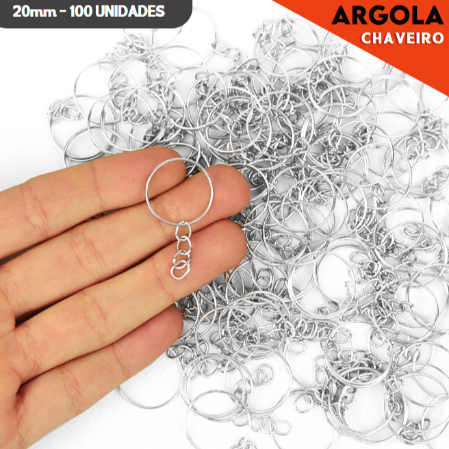 Argola Para Chaveiro 20 Mm - Kit C/100 Peças - Nybc