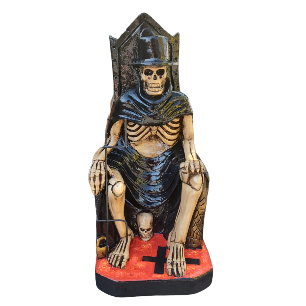 Imagem Estátua Exú Caveira Sentado Com Cartola 40cm - Gesso