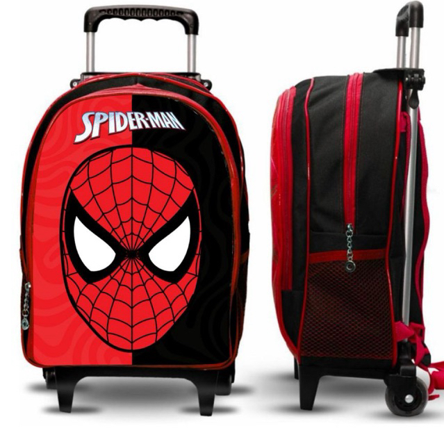 Mochila Escolar Infantil do Homem Aranha Com Rodinhas De Silicone