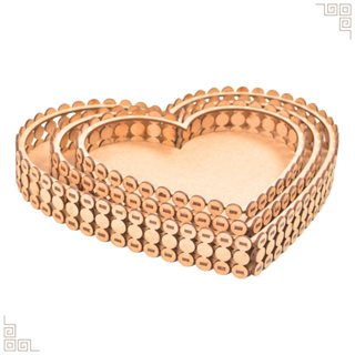 Trio de Bandejas Coração Pérola MDF Cru MONTADO para festas em geral em Oferta na Shopee