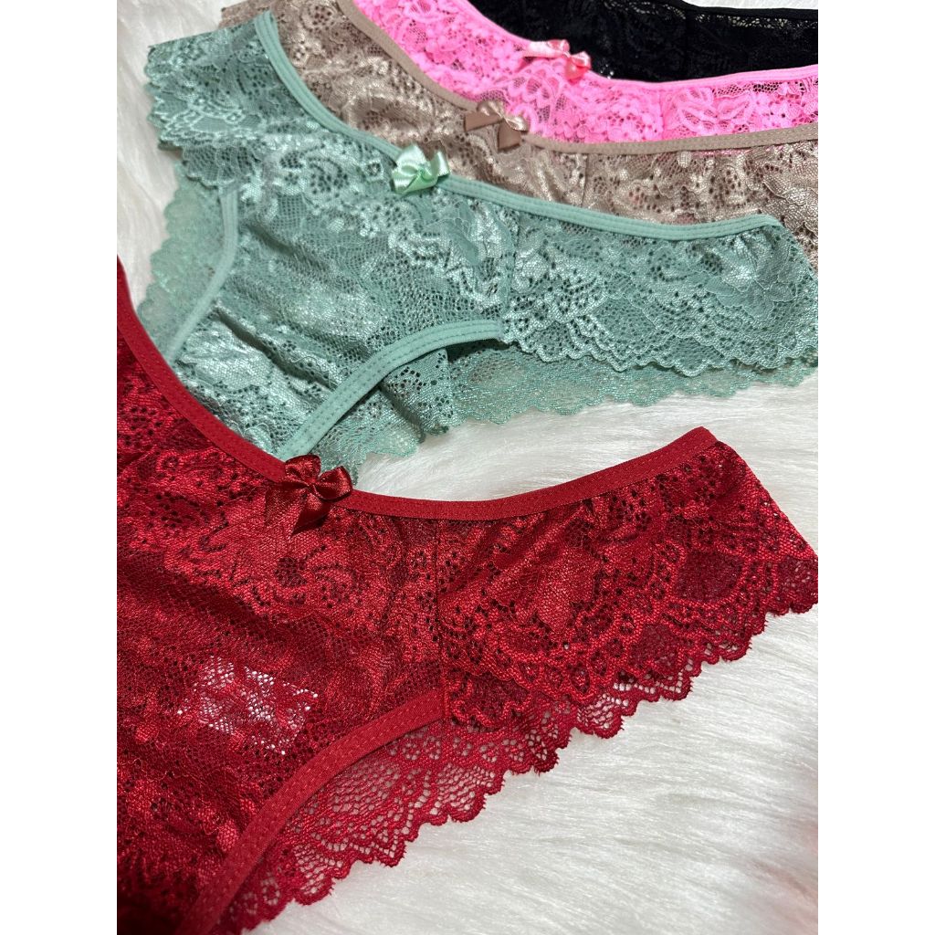Kit com 5 Calcinhas em Renda Fio em renda macia com forro interno algodão Lingerie Feminin...