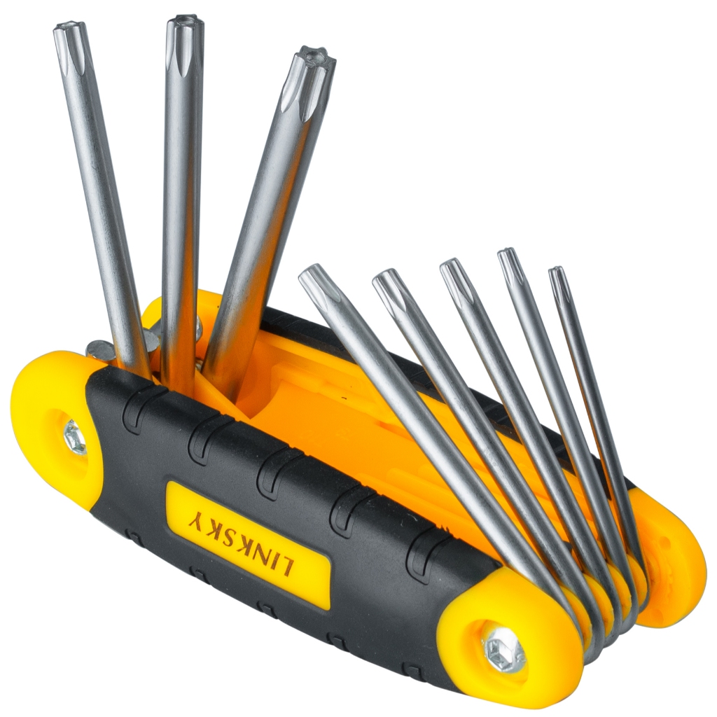 Jogo De Chave Allen / Torx 8 Peças Profissional De Aço Cromo Canivete Dobrável Resistente