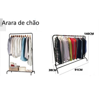 Organizador De Roupas Com Sapateira Arara 140 Cm x 92 Cm Aço Desmontável em Oferta na Shopee