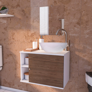 Gabinete para Banheiro 60cm com Cuba Completo Lavabo Armário Suspenso com Nicho - Brovália em Oferta na Shopee