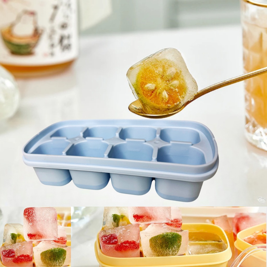 Forma De Silicone Com Tampa 8 Divisórias - Para Gelo, Papinha, Frutas e Molhos em Oferta na Shopee