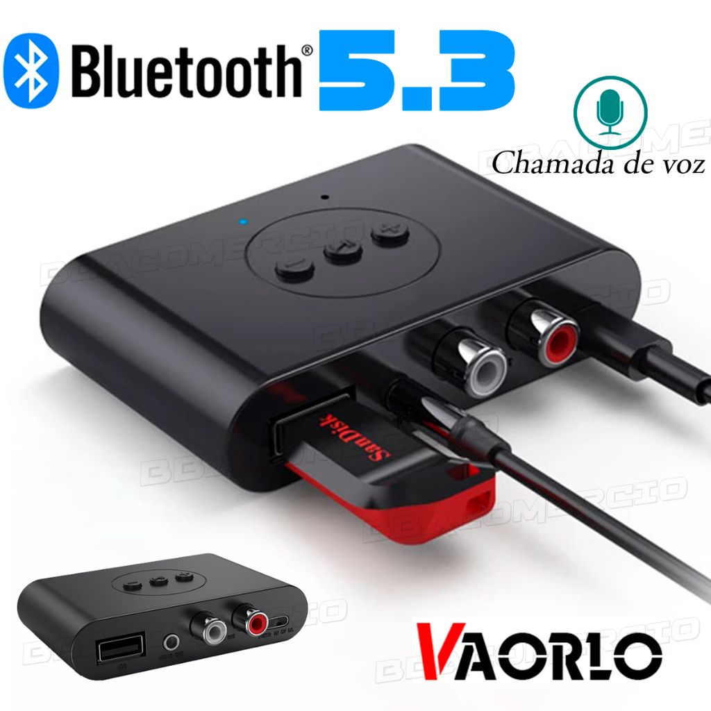 Receptor De Áudio Usb Tipo-C Bluetooth 5.3 Nfc Com P2 E Rca Para Carro Caixa de Som Receiver em Oferta na Shopee