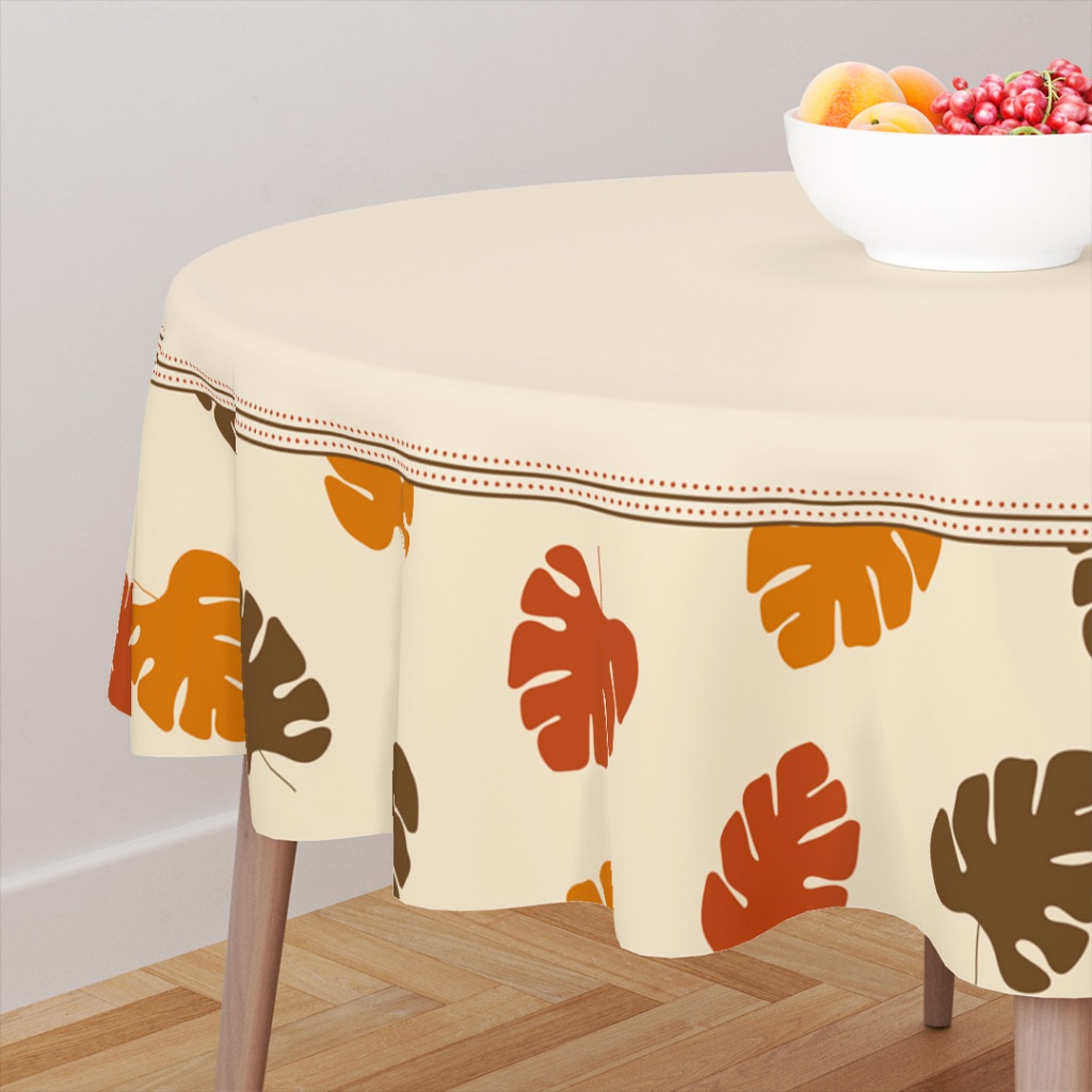 TOALHA DE MESA REDONDA EM TECIDO OXFORD TAMANHO 135X135CM COSTELA DE ADÃO em Oferta na Shopee