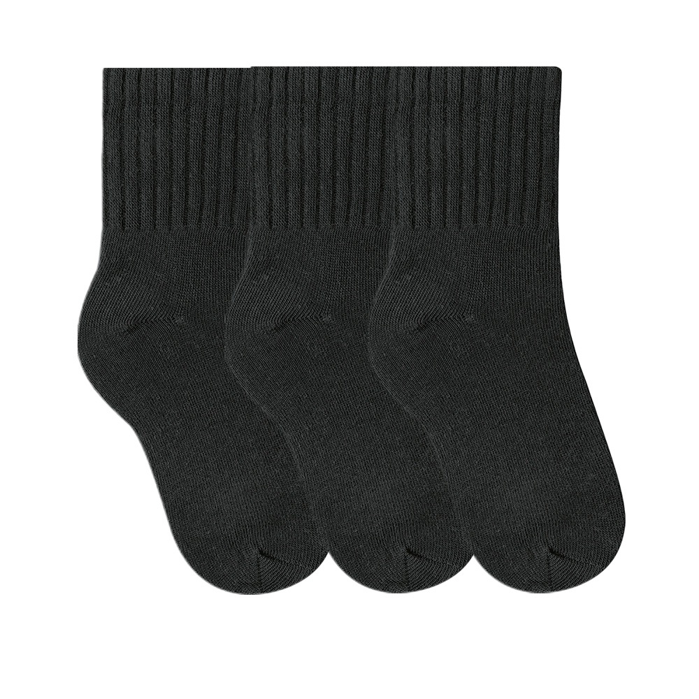 Kit 3 Pares De Meias Cano Médio De Algodão Selene Infantil Com Calcanhar Verdadeiro Lisa