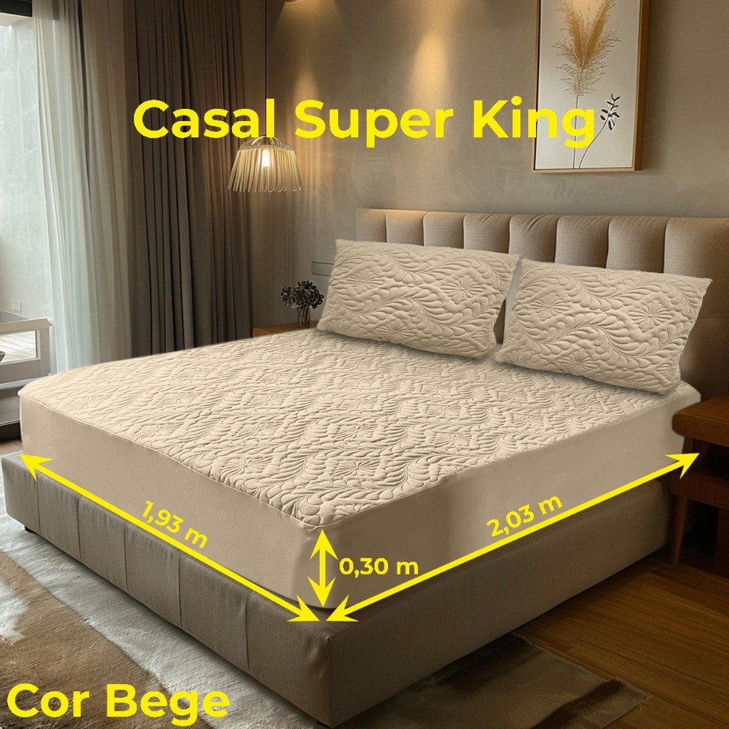 Capa Colchão Protetor Matelado Super King+ Porta Travesseiro