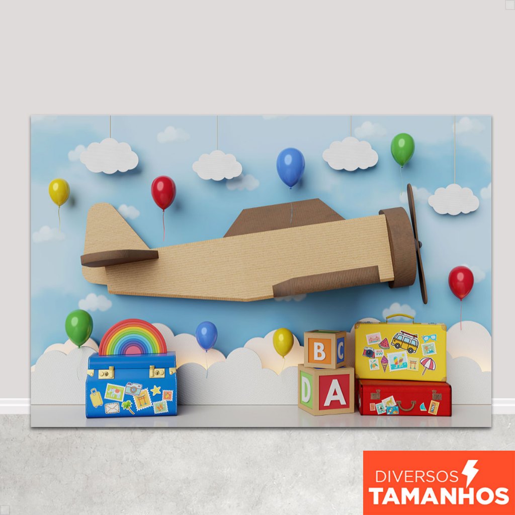Fundo Fotográfico Dia Das Crianças Avião Em Tecido FFC-900 em Oferta na Shopee