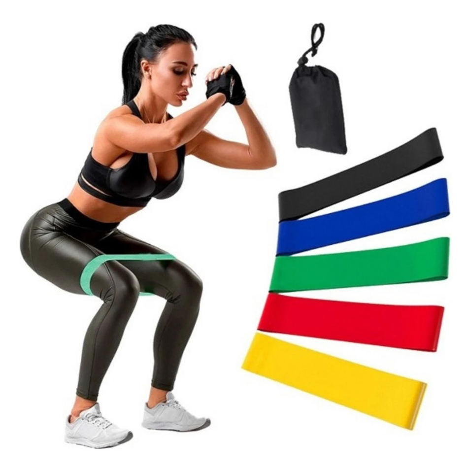 KIT 5 Mini Band Fita Elástica De Treinamento Funcional Fisioterapia Multifuncional Crossfit Yoga