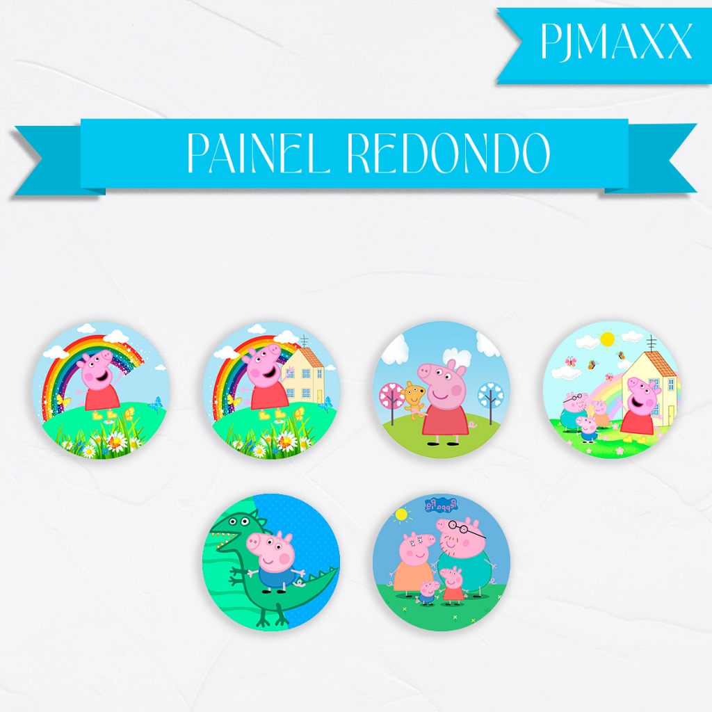 Capa Para Painel Redondo Tema Peppa Pig Poquinha Decoração Festa Aniversario Malha Sublimada