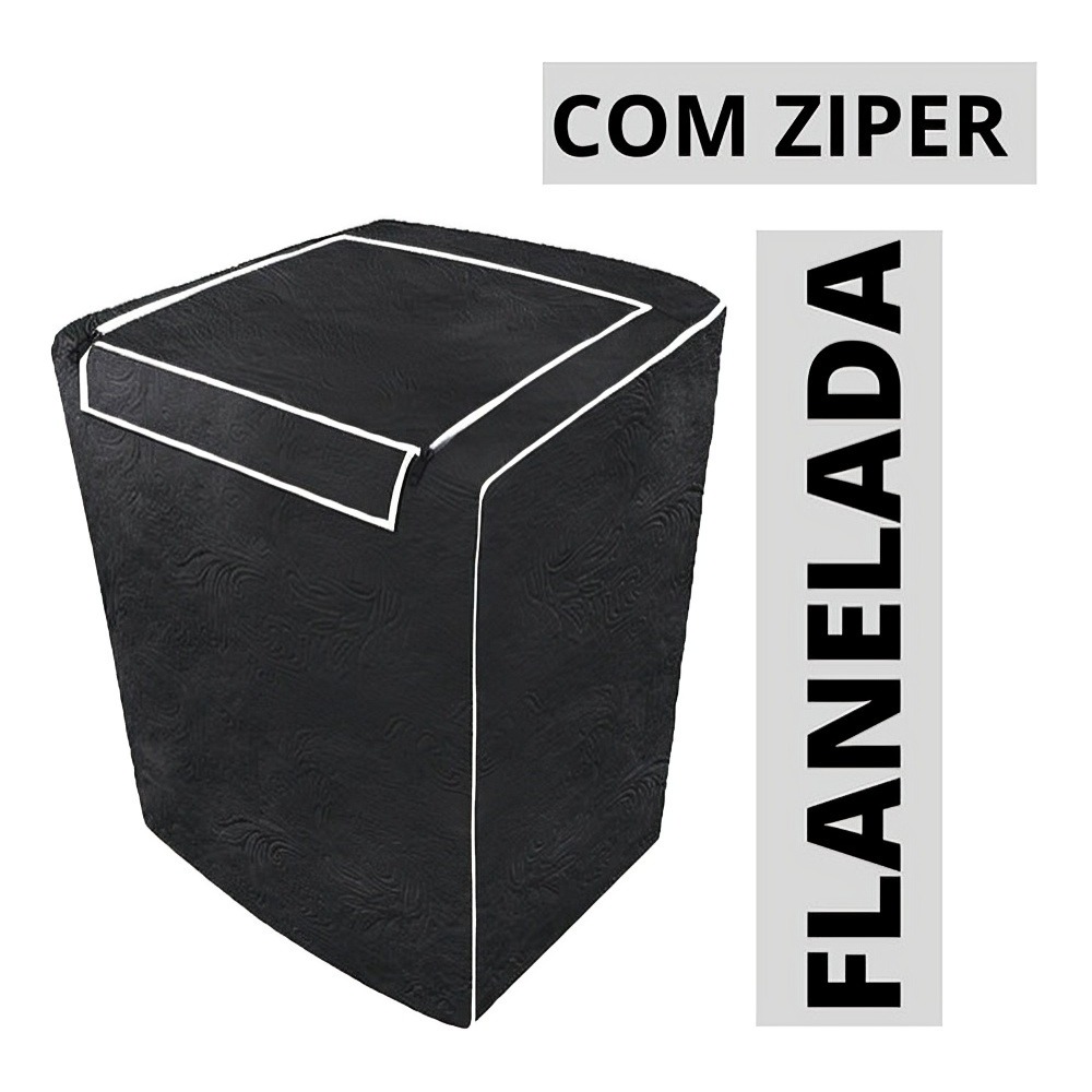 Capa de maquina flanelada G sem visor preta todas as marcas Electrolux Brastemp Consul