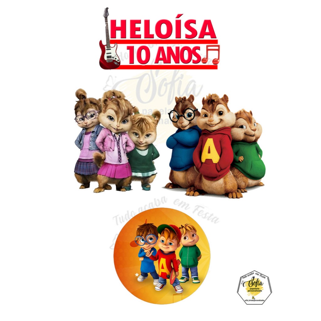 Topo de bolo Alvin e os esquilos topper personalizado