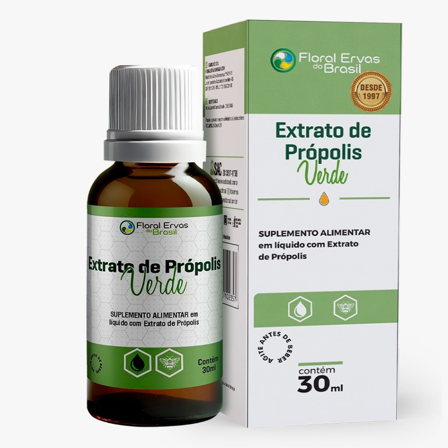 Extrato de Própolis Verde 30ml Natural 100% Puro Floral Ervas