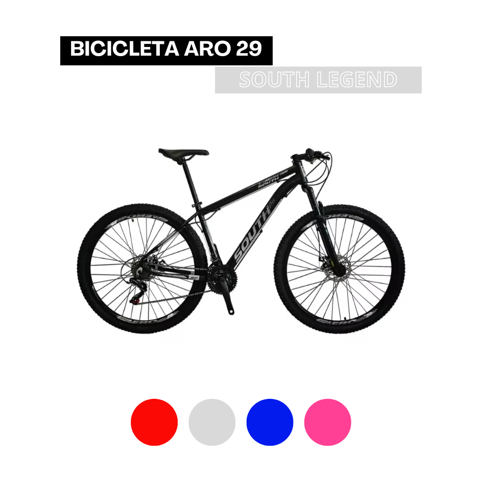 Detalhes do Bicicleta Aro 29 South Legend 2024 - Mountain Bike 21v Tamanho 15/17/19