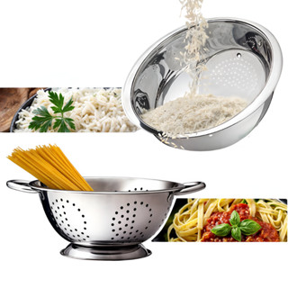 Kit Escorredor De Macarrão Massas+ Lavador Arroz Em Aço Inox em Oferta na Shopee