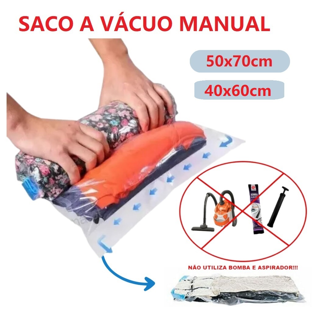 Saco 50x70CM Ou 40x60cm Organizador a Vácuo Para Viagem Roupa Cobertor Closet Mala Protetor Com ZíperVDesinflar
