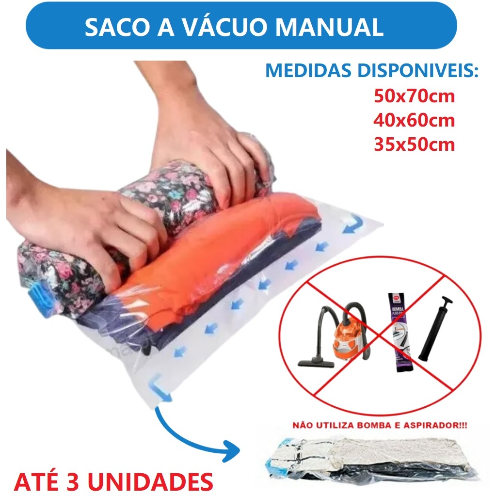 Saco Organizador a Vácuo 50x70 40x60 35x50 Para Viagem Roupa Cobertor Closet Mala Protetor Com Zíper