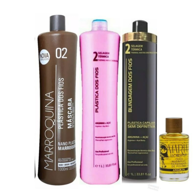 kit 3 progressiva marroquina plástica e blindagem