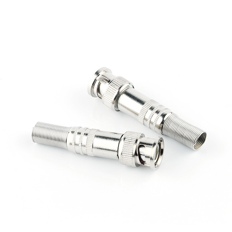 Conector Plug Bnc Mola Dourado Macho Parafuso Para Camera Cftv