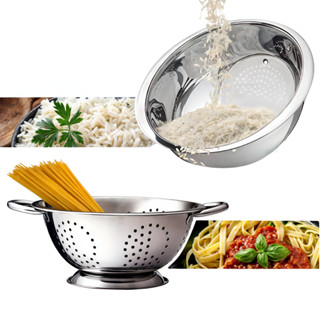 Kit Escorredor De Macarrão Massas+ Lavador Arroz Em Aço Inox