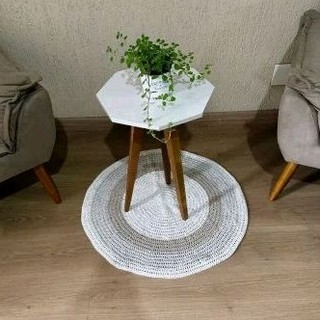 Tapete de croche redondo de barbante 80 centimetros
