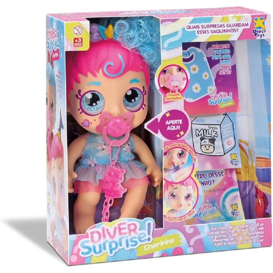 Boneca Diver Surprise Baby Mama e Chora de Verdade - Diver Toys