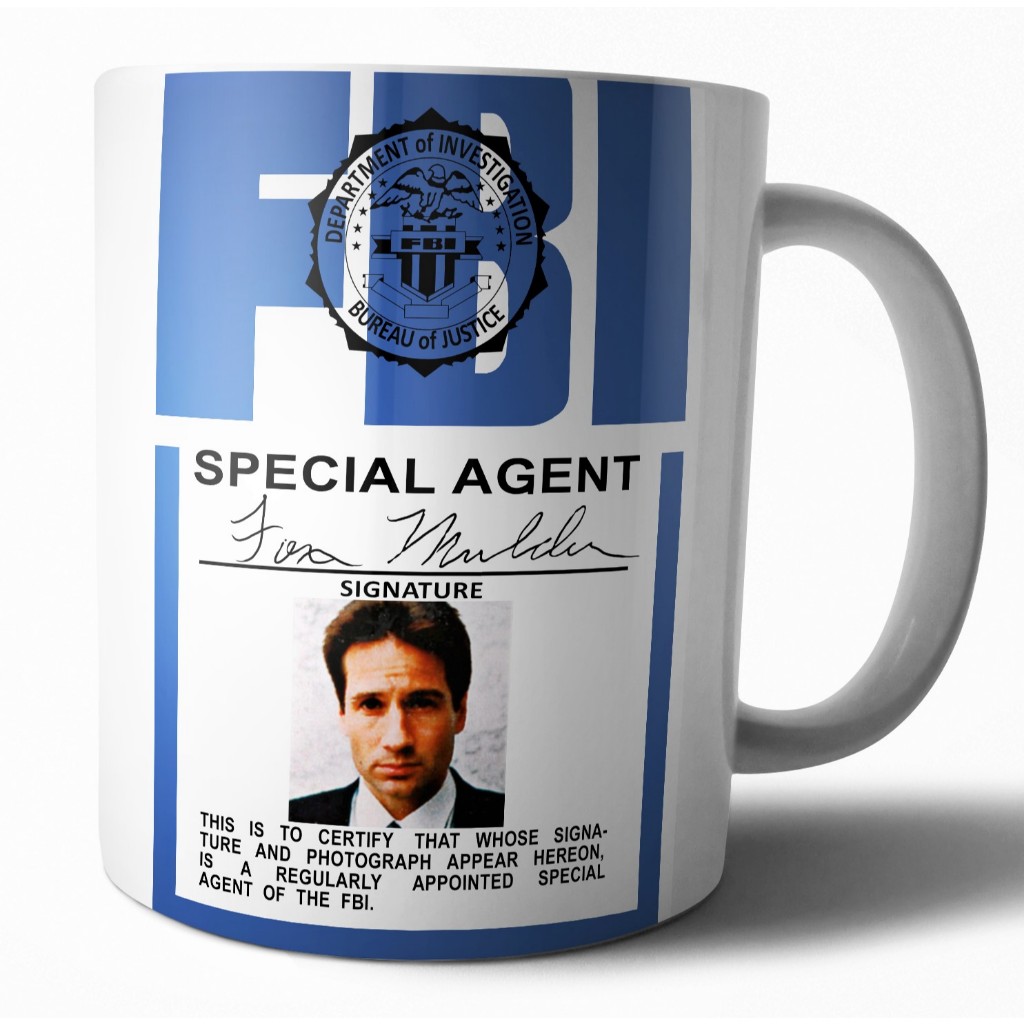 Caneca Mulder FBI Arquivos X Anos 90 Nostalgia Serie X files Porcelana Personalizada