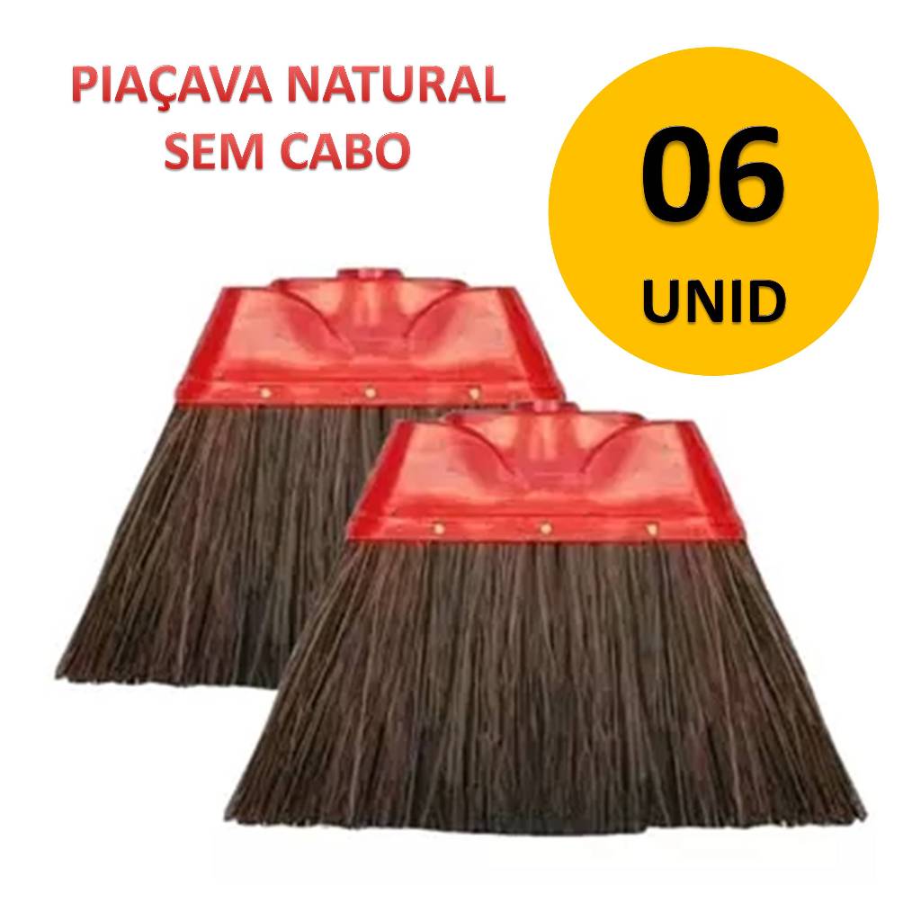 Kit Com 06 Unidades de  Vassouras Piaçava Natural Sem Cabo em Oferta na Shopee