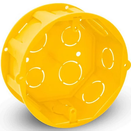 Kit Jogo 12 Caixa De Luz Octogonal Amarela Embutir Com Tampa Instalação Elétrica Construção - Home & Living