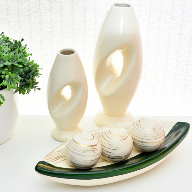 6 Peças Vasos decorados Conjunto Jogo cerâmica Kit Trio Vasos Ceramica Enfeite Decorativo Centro De Mesa Sala enfeite rack